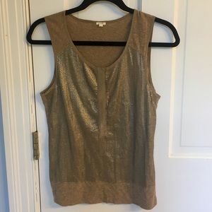 J Crew gold and tan women’s embellished tank top